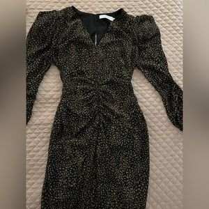 Like new ASTR dress brown and black design poof sleeve detail midi dress